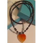 Agate Heart Pendant Chain Choker Fashion Necklace